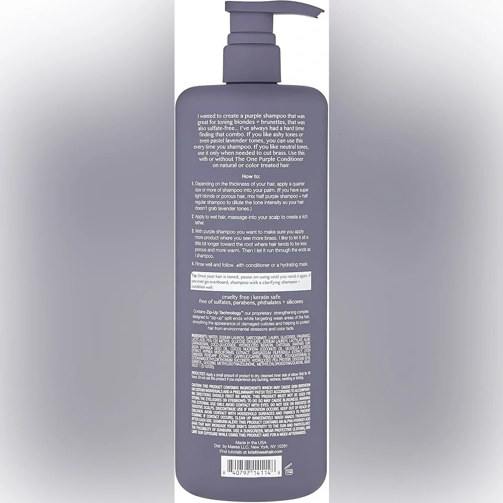 Kristin Ess The One Purple Shampoo 33.8oz 1L New Never Used‎